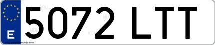 Ejemplo de matrícula española 5072 LTT