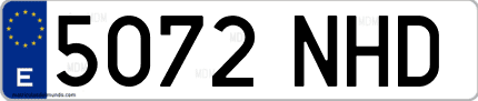 Ejemplo de matrícula de coche ordinaria 5072 NHD