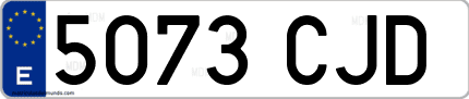 Ejemplo de matrícula de coche ordinaria 5073 CJD