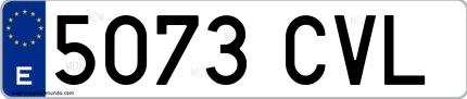 Ejemplo de matrícula española 5073 CVL