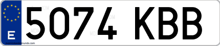 Ejemplo de matrícula de coche ordinaria 5074 KBB
