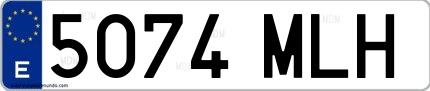 Ejemplo de matrícula española 5074 MLH