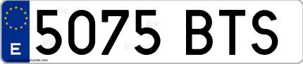 Ejemplo de matrícula de coche ordinaria 5075 BTS