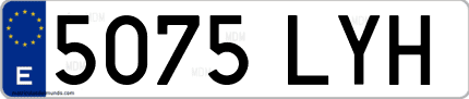 Ejemplo de matrícula de coche ordinaria 5075 LYH