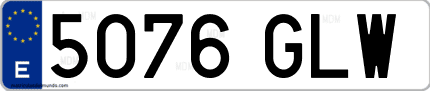 Ejemplo de matrícula de coche ordinaria 5076 GLW