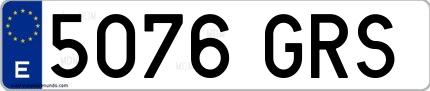 Ejemplo de matrícula española 5076 GRS