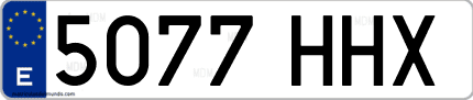 Ejemplo de matrícula de coche ordinaria 5077 HHX