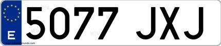 Ejemplo de matrícula española 5077 JXJ