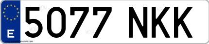 Ejemplo de matrícula española 5077 NKK