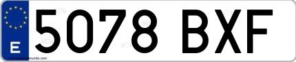 Ejemplo de matrícula española 5078 BXF