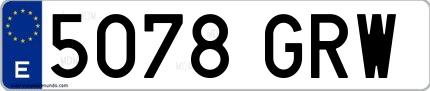 Ejemplo de matrícula española 5078 GRW