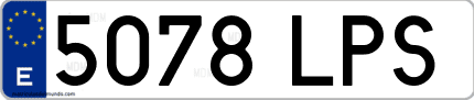 Ejemplo de matrícula de coche ordinaria 5078 LPS