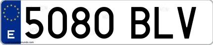 Ejemplo de matrícula española 5080 BLV