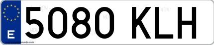 Ejemplo de matrícula española 5080 KLH
