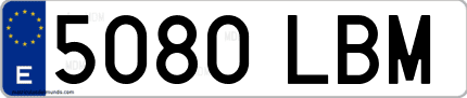 Ejemplo de matrícula de coche ordinaria 5080 LBM