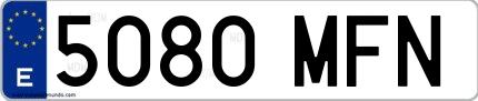 Ejemplo de matrícula española 5080 MFN
