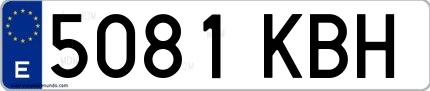 Ejemplo de matrícula española 5081 KBH