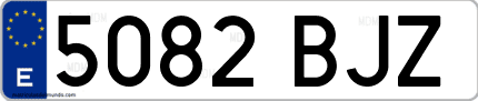 Ejemplo de matrícula de coche ordinaria 5082 BJZ