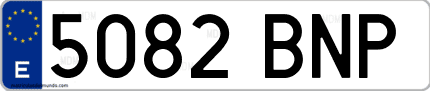 Ejemplo de matrícula de coche ordinaria 5082 BNP