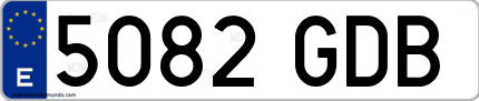Ejemplo de matrícula de coche ordinaria 5082 GDB