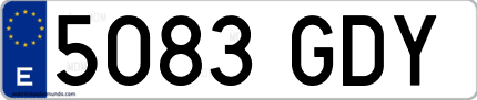 Ejemplo de matrícula de coche ordinaria 5083 GDY