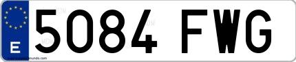 Ejemplo de matrícula española 5084 FWG