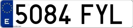 Ejemplo de matrícula española 5084 FYL
