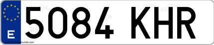 Ejemplo de matrícula de coche ordinaria 5084 KHR