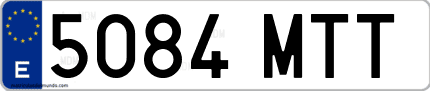Ejemplo de matrícula de coche ordinaria 5084 MTT