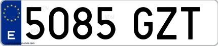 Ejemplo de matrícula española 5085 GZT