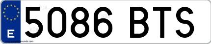 Ejemplo de matrícula española 5086 BTS