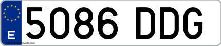 Ejemplo de matrícula de coche ordinaria 5086 DDG
