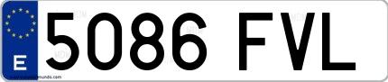 Ejemplo de matrícula española 5086 FVL