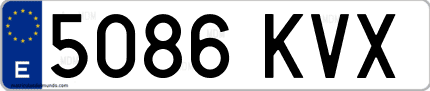 Ejemplo de matrícula de coche ordinaria 5086 KVX