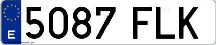 Ejemplo de matrícula española 5087 FLK