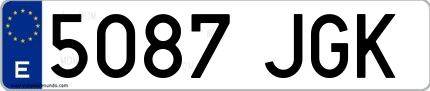 Ejemplo de matrícula española 5087 JGK