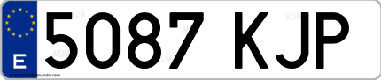 Ejemplo de matrícula de coche ordinaria 5087 KJP