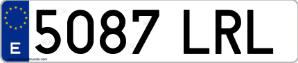 Ejemplo de matrícula de coche ordinaria 5087 LRL