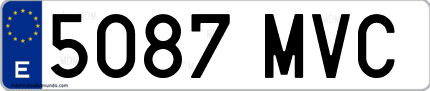 Ejemplo de matrícula de coche ordinaria 5087 MVC