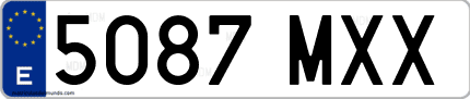 Ejemplo de matrícula de coche ordinaria 5087 MXX