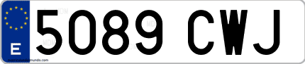 Ejemplo de matrícula de coche ordinaria 5089 CWJ