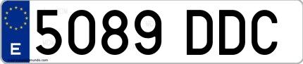 Ejemplo de matrícula española 5089 DDC