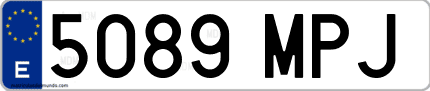 Ejemplo de matrícula de coche ordinaria 5089 MPJ