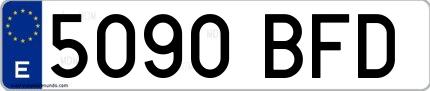 Ejemplo de matrícula española 5090 BFD