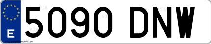 Ejemplo de matrícula española 5090 DNW
