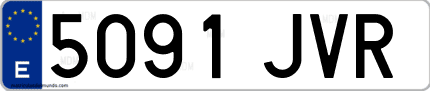 Ejemplo de matrícula de coche ordinaria 5091 JVR
