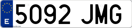 Ejemplo de matrícula de coche ordinaria 5092 JMG