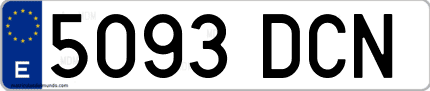 Ejemplo de matrícula de coche ordinaria 5093 DCN