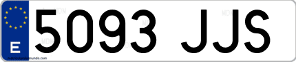 Ejemplo de matrícula de coche ordinaria 5093 JJS