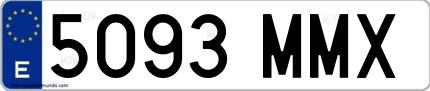 Ejemplo de matrícula española 5093 MMX